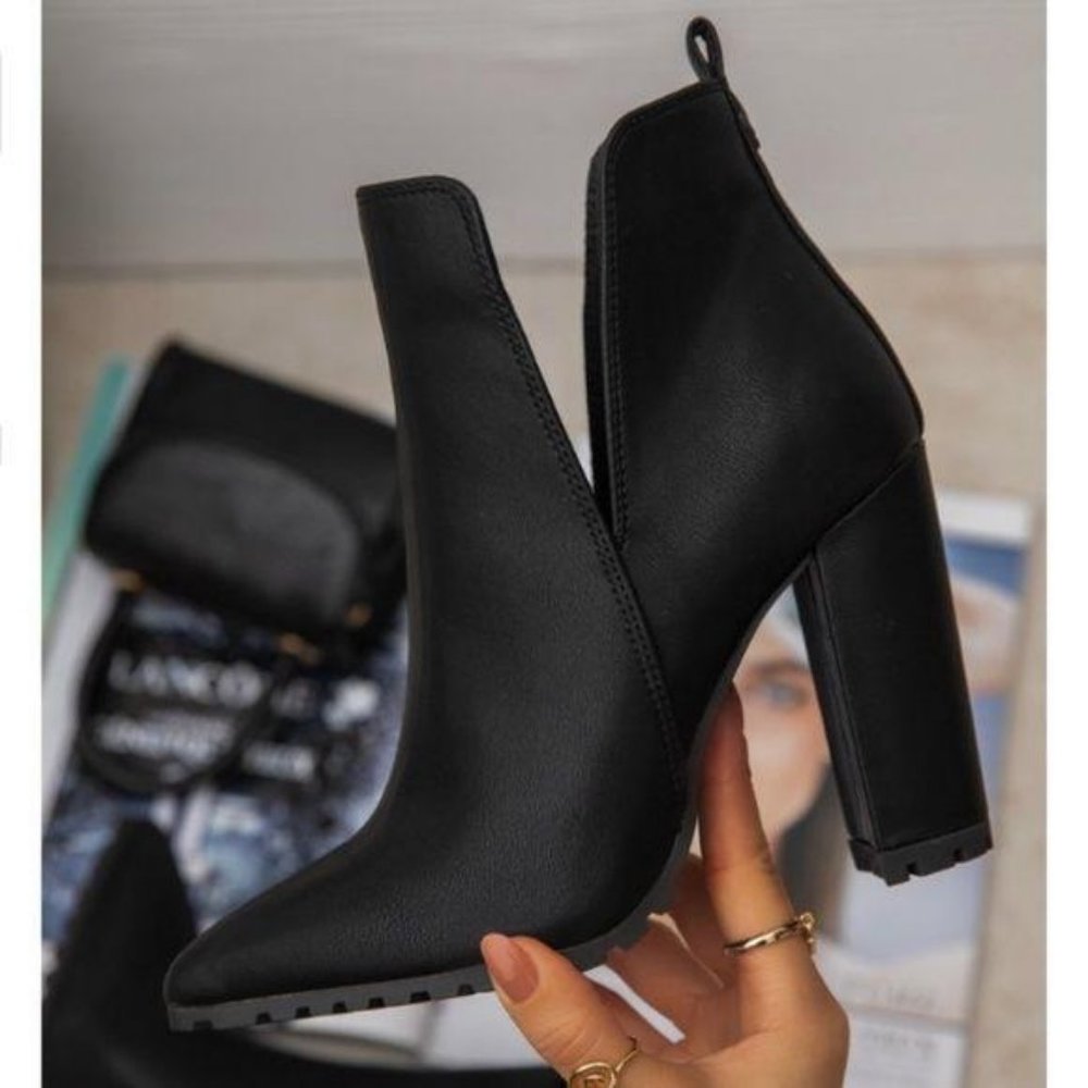 Black Lug Sole Ankle Bootie - Picture 3 of 8